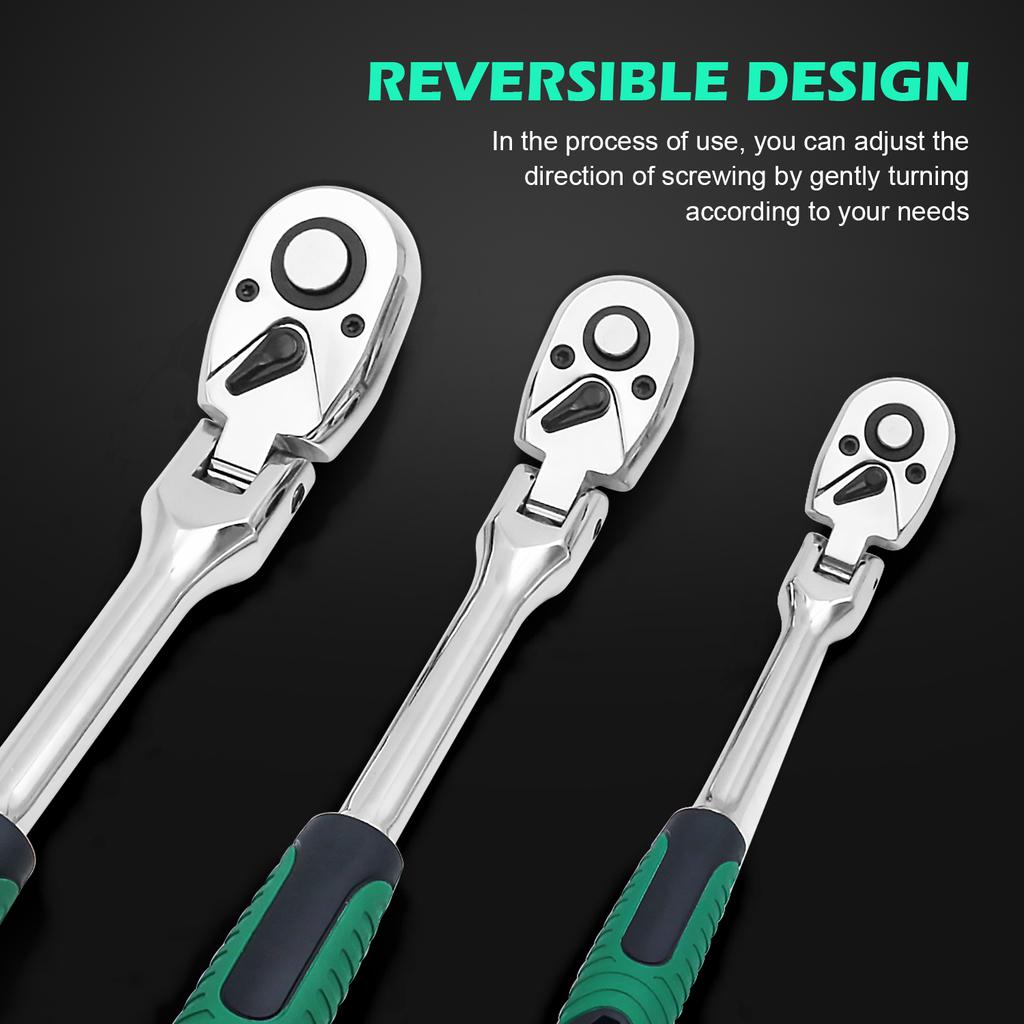 1/4 3/8 1/2 Inch Adjustable Ratchet Wrench Drive Rotating Ratchet Reversible Drive 72 Tooth Socket Wrench Morot Mechanical Tool