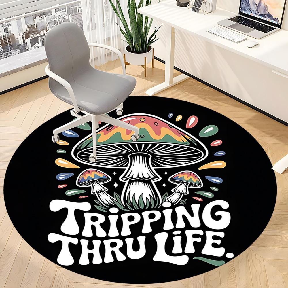 1pc Mushroom Adventure Office Round Area Rug, Under Office Chairs Bedroom Living Room Home Decor, Room Deco, Available in Various Sizes