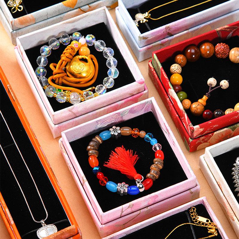 1Pc Rectangle Practical Cardboard Gift Printed Antique Style Packaging Box Hair Accessory Box Jewelry Box