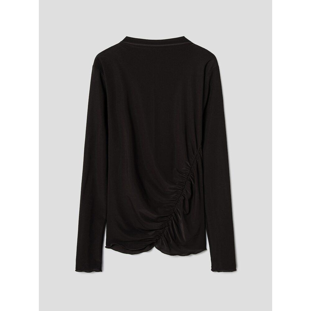Anggae Light Jersey Slim Shirring Top Brown