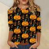 Dámské módní ležérní top s tříčtvrtečním rukávem a halloweenským potiskem, kulatý výstřih