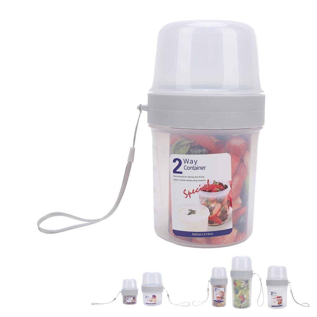 Double Layer Food Storage Cup Microwave Safe Sealed Dispenser Portable Yogurt Container for Salad Fr