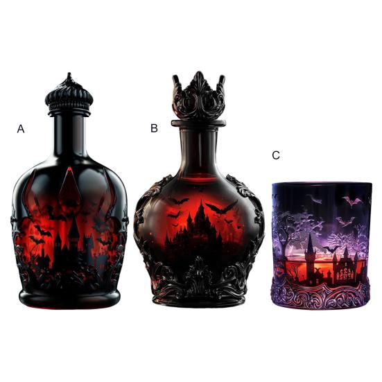 Halloweenská láhev na whisky Gotický styl Magický lektvar Skleněná karafa na whisky pro sběratele Dárky pro tátu manžela Sváteční barová dekorace