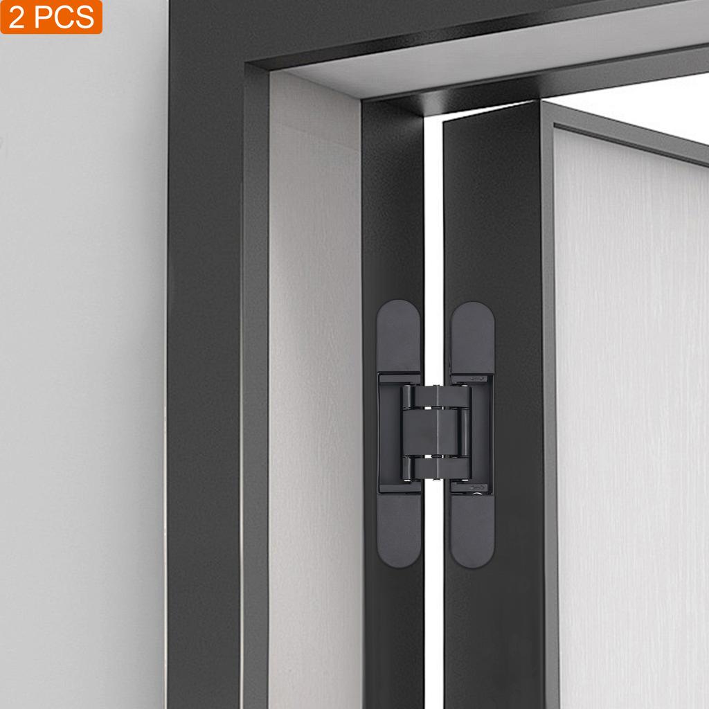 2Pcs Invisible Cabinet Hinge 180° Opening, Zinc Alloy, Adjustable for Wood Door Up to 40kg/88lbs, Black,