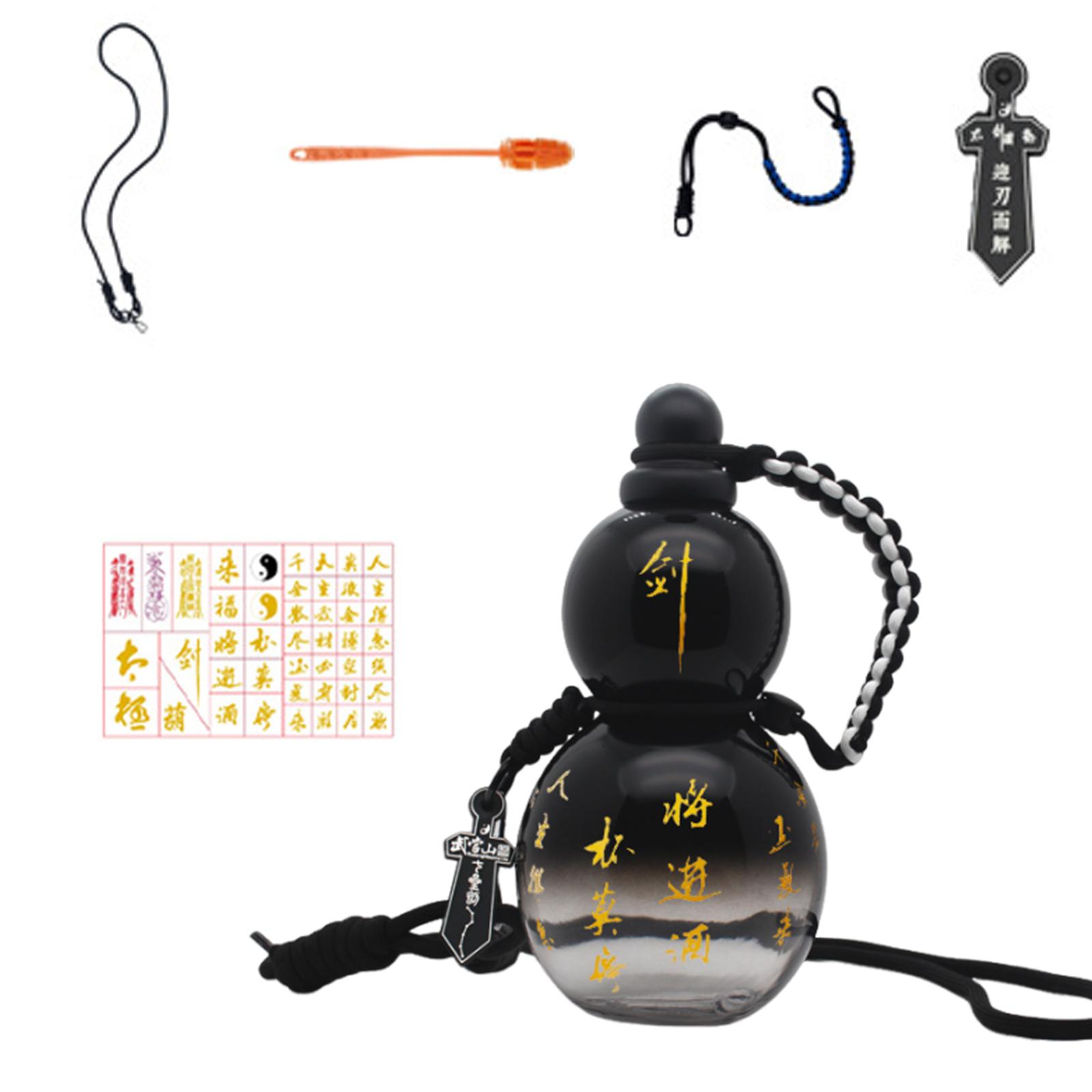 

Gourd Water Bottle 800ml Large Capacity Sports Water Bottles Unique Sports Travel Water Bottle With Decorative Accessory чёрный