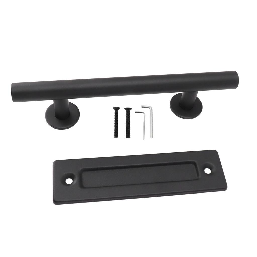 Sliding Barn Door Handle Black Carbon Steel Barn Door Handle for Cabinets Wardrobes