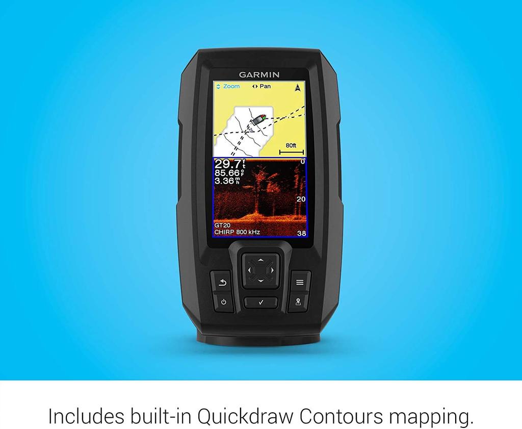 Garmin Striker Vivid 4cv Bundle with Transducer and Protective Color Vivid Scanning Sonar Color Palette Cover, 4-inch Fishfinder, (Product Code