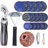  Tire Repair Kit with Patch Roller, Liner Scraper and Natural Rubber Patches, Practical Puncture Repair Tool for Car, Truck and Bike Tires