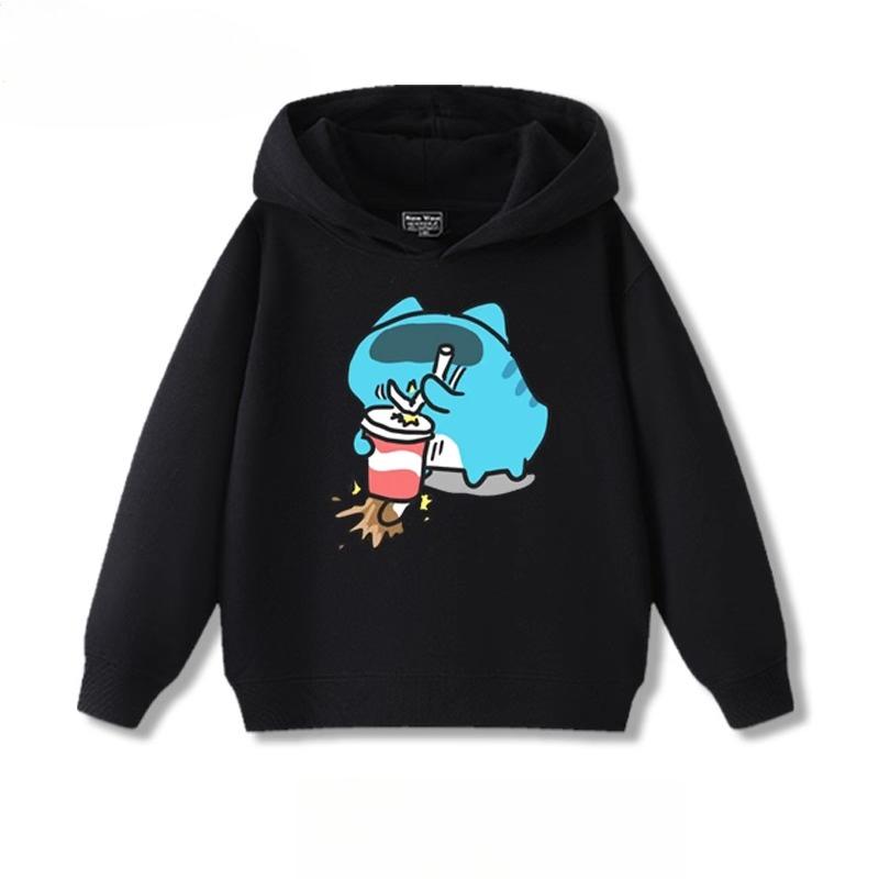 Neue lustige und schöne Kleidung mit Bugcat Capoo Emoji-Aufdruck für Kinder, modischer warmer Hoodie für Herbst und Winter für Jungen und Mädchen