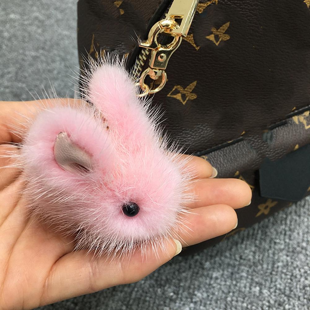 Hochwertiger 5CM Kawaii Plüsch Schlüsselanhänger Niedlicher Nerz Angora Kaninchen Langhaariges Kaninchen Weicher Anhänger Handtasche Autoschlüsselhalter Spielzeug