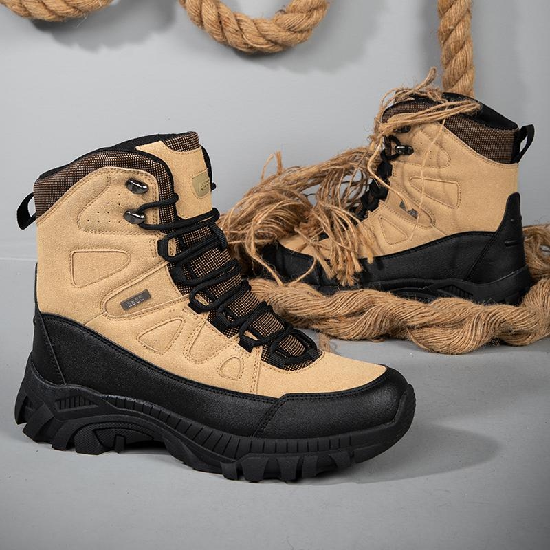 Non-Slip Platform Boots Men Non-Slip Outdoor Hiking Shoes Vintage Style Male Climbing Boots Classic High Top Walking Shoes