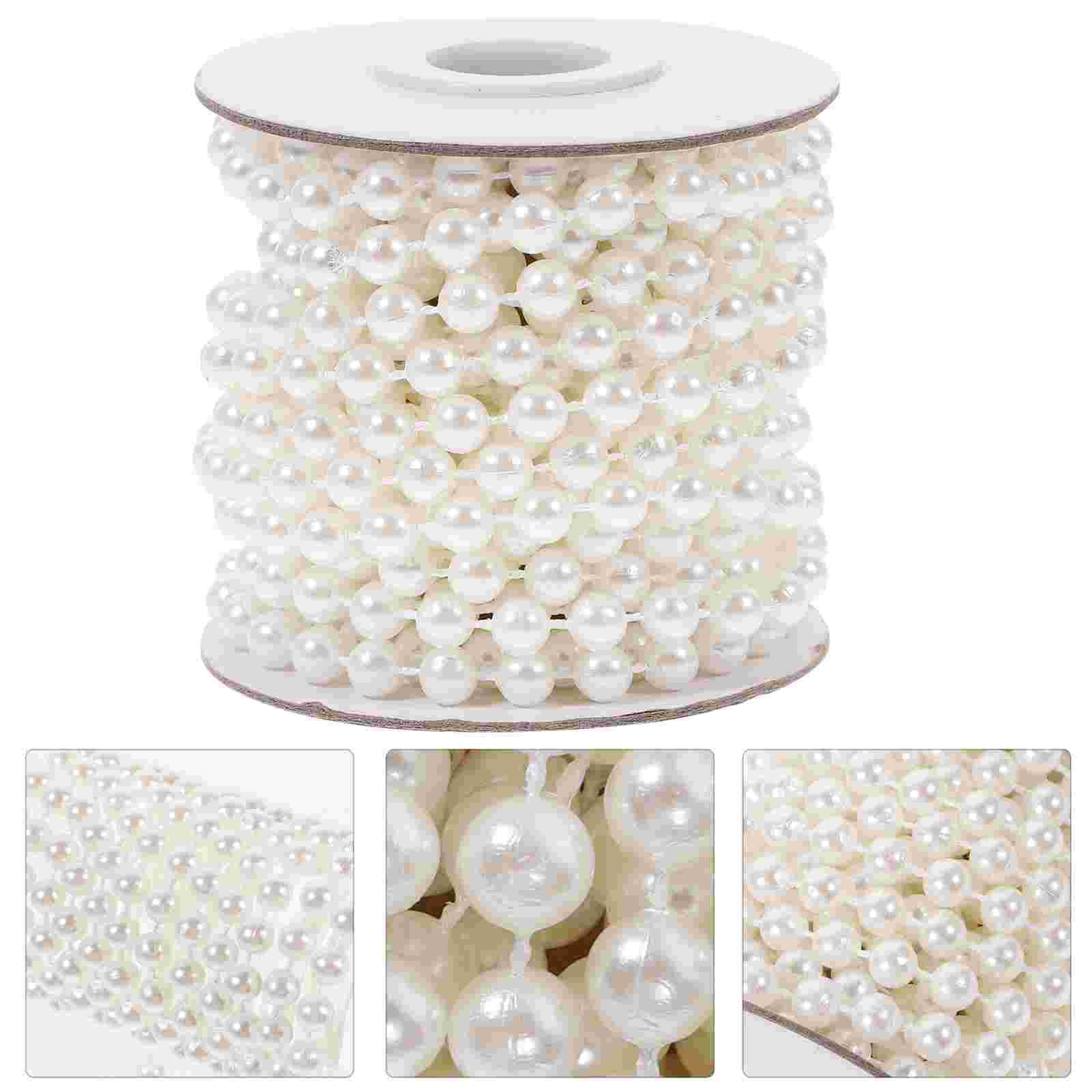 

Жемчужные бусины Блестящая лента Эластичная нить Жемчуг для поделок Искусственная гирлянда Цепочка Прядь бежевый