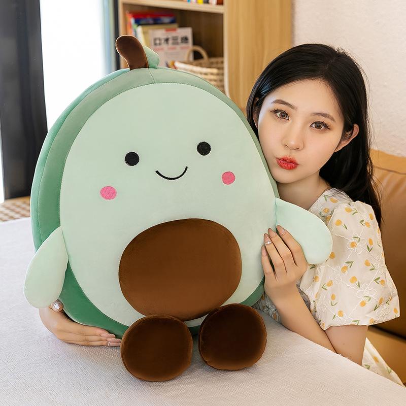 Cute Avocado Pillow Doll Cartoon Fruit Doll Sleeping with Plush Toys Girl Doll on Bed