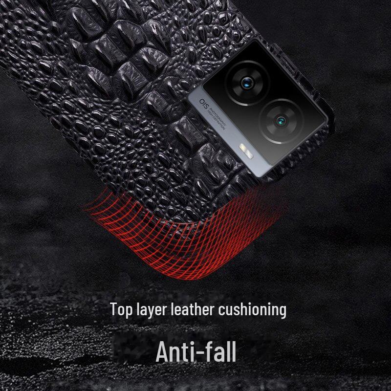 Luksusowe Etui Półopakowanie ze Skóry Bydlęcej ze Wzorem Smoczej Głowy dla iQOO Z7, iQOO Z7x - Wysokiej Klasy Pokrowiec Ochronny