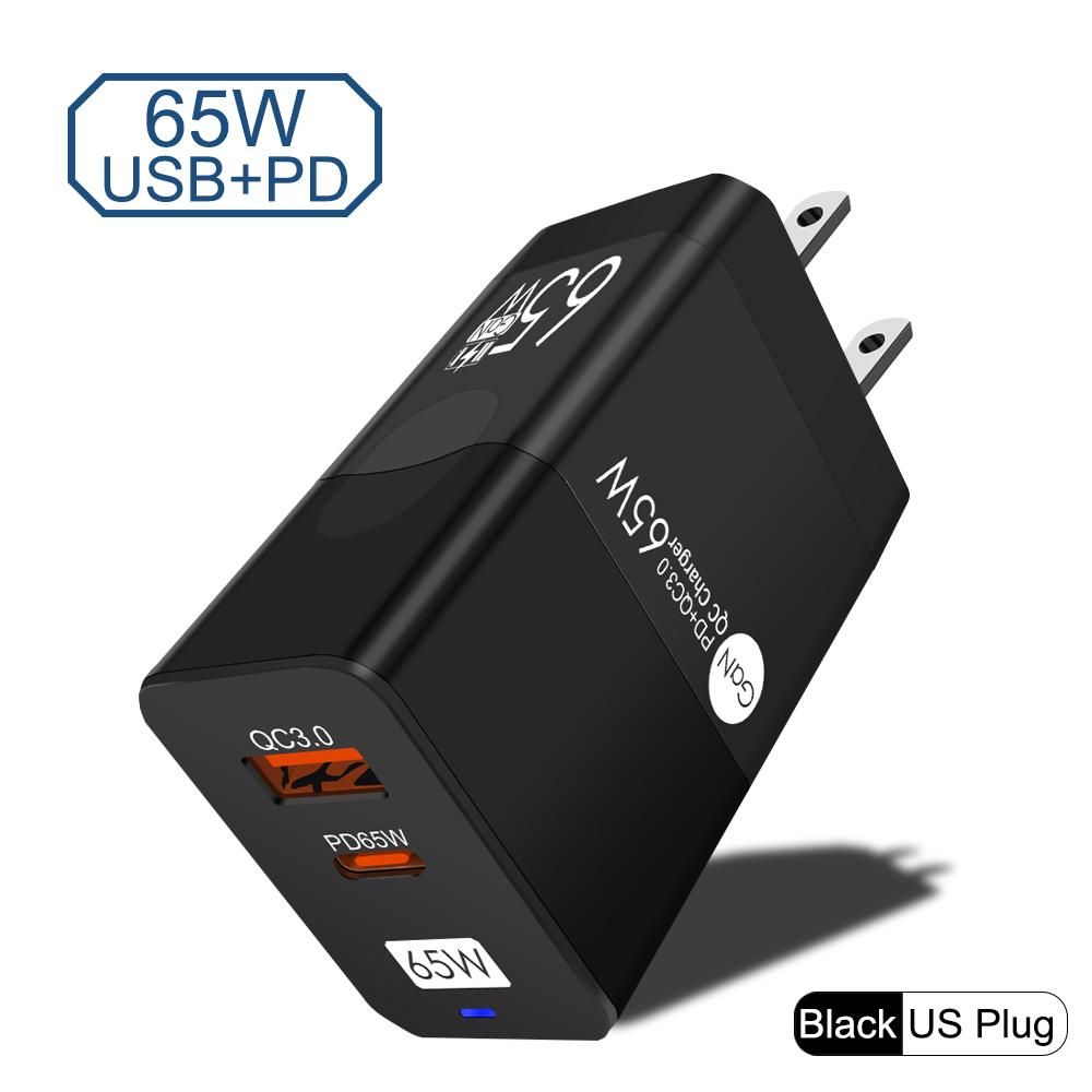 65W GaN Type C PD Charger USB Fast Charging Quick Charger 3.0 Mobile Phone Adapter For iPhone 15 Samsung Xiaomi