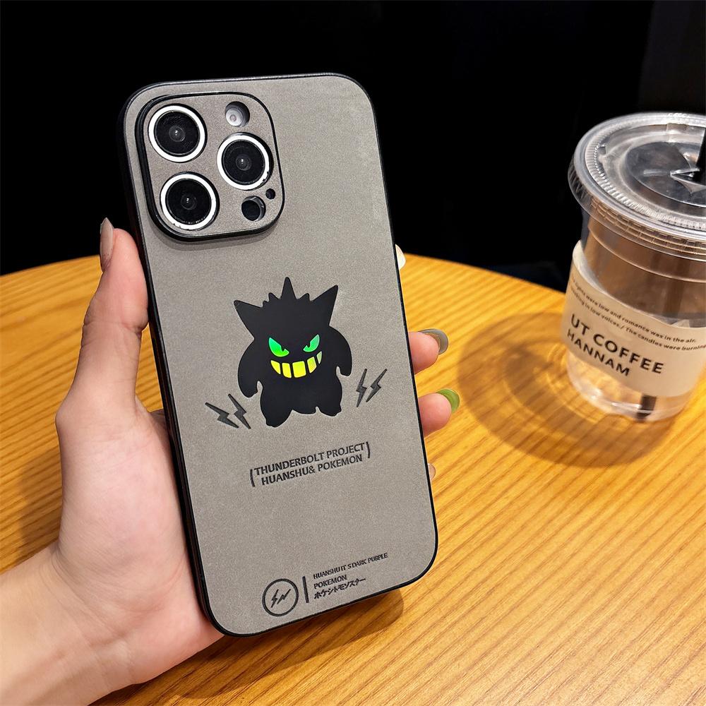 Kreslený kožený obal na telefon Gengar s poutkem na zápěstí Pro Apple iPhone 16 15 14 Plus 13 12 Pro Max 11 16ProMax 15plus