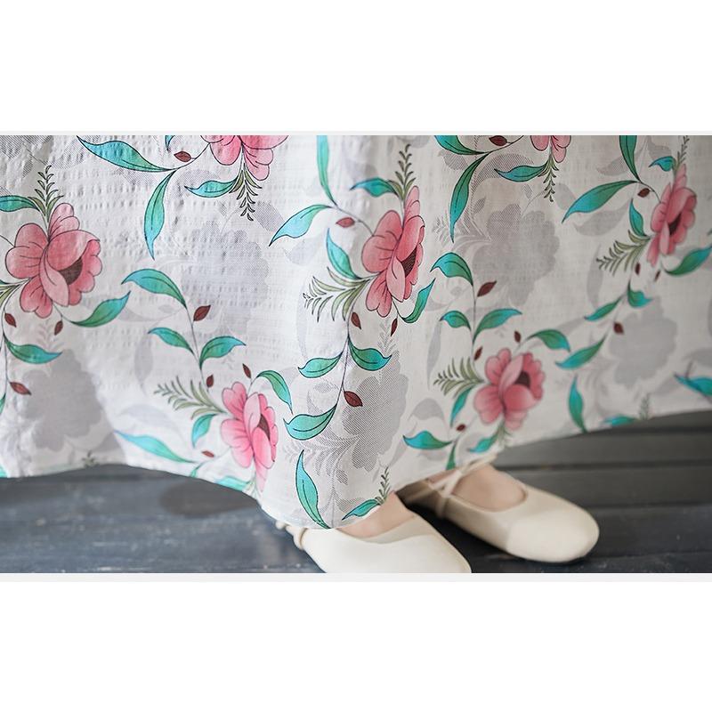 Lazy Wind Pleated High-waisted Thin Fashion Dress Literary Sweet Temperament Printing Ageing Leisure Big Swing Skirt Female