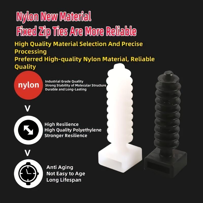 Conjunto de Abraçadeiras Plásticas para Cabos com Base Fixa de Nylon para Montagem na Parede, Clips de Gerenciamento de Cabos, Isolamento Durável e Retardante de Chama