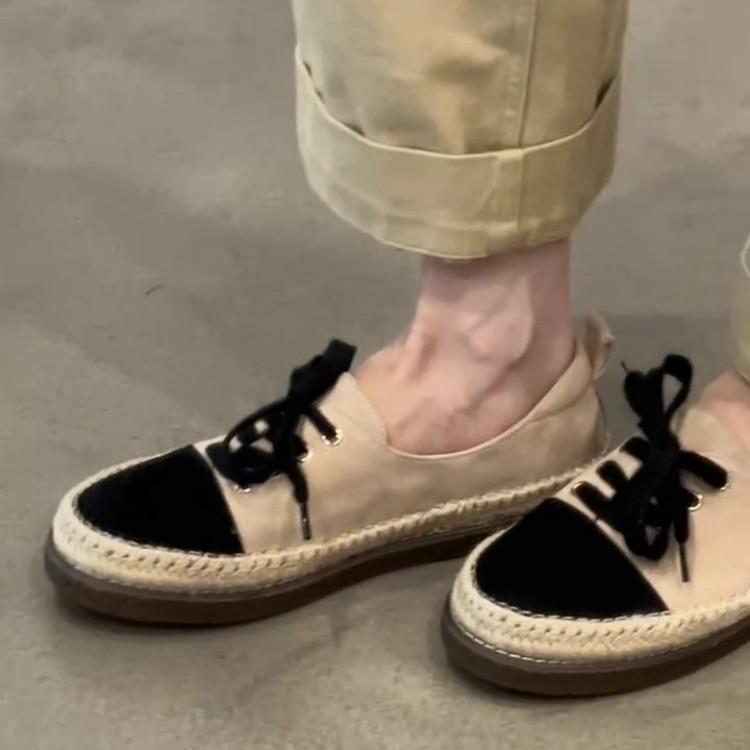 Lan Cabinet Edition~ French Xiaoxiangfeng One-pedal Fisherman Shoes Women's 2025 New Outwear Casual Fashion Lace-up Shoes