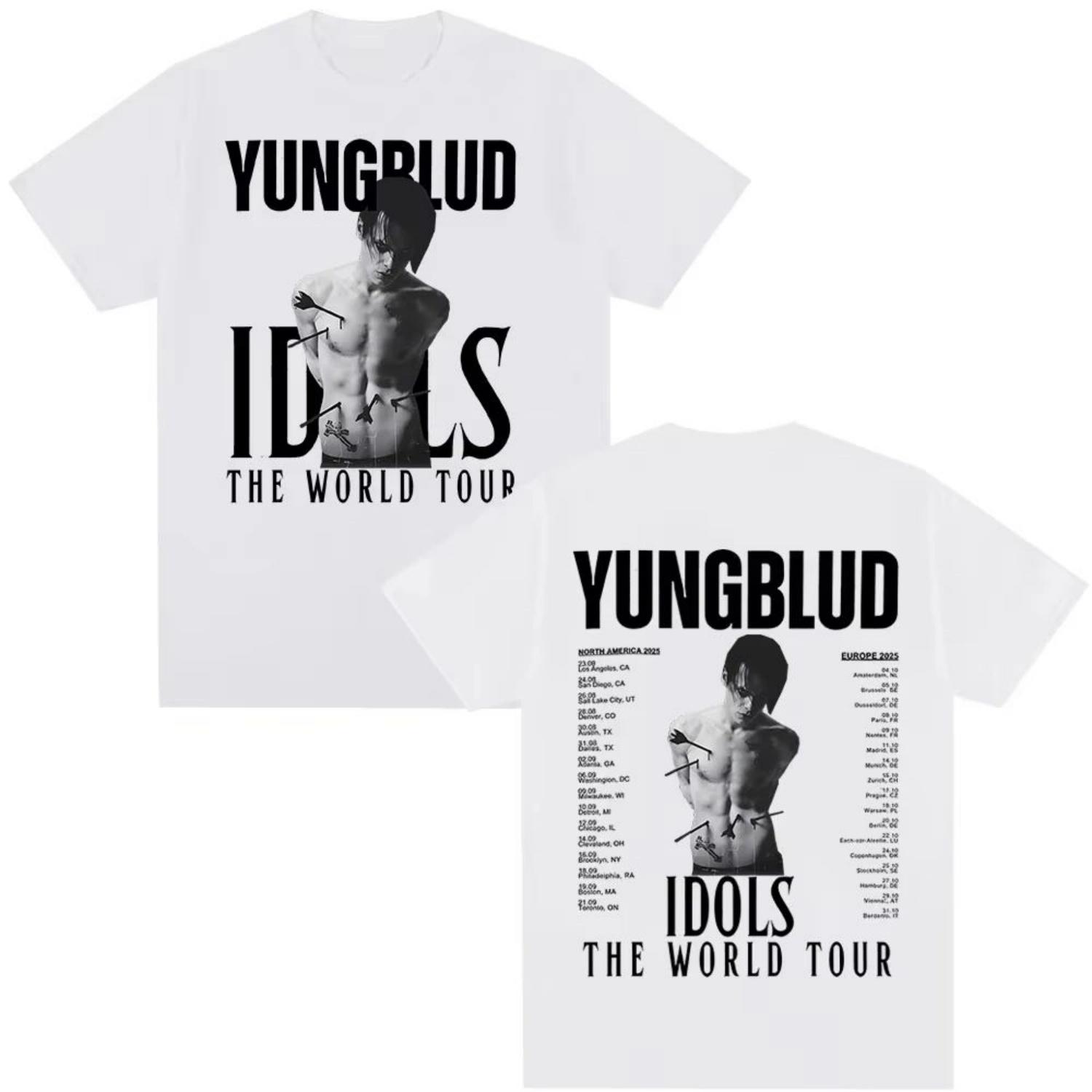 

Y2K Harajuku Tee Yungblud IDOLS The World Tour 2025 T Shirt Hip Hop T-shirts Casual Cotton Oversized T Shirt Streetwear Unisex XXXXXL чорний