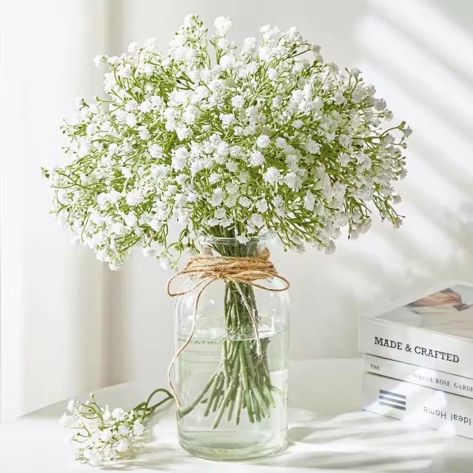 10 Stück Künstliche Schleierkrautblüten Gypsophila Falsches Grün für Hochzeitsfeier Heimdeko DIY Blumige Sträuße Zubehör