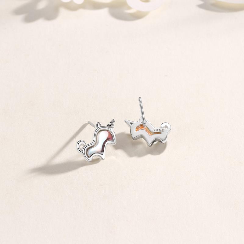 Regenbogen Einhorn Ohrringe Damen Koreanische Version Kreatives Nischen Design Gefühl ins Wind Ohr Schmuck