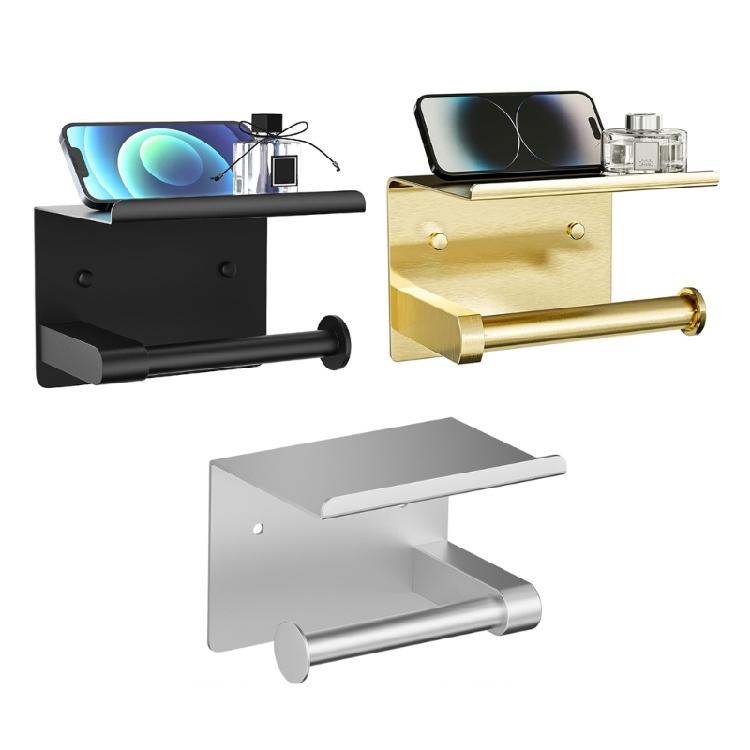 Contemporary Wall Fixed Paper Towel Rack with Attachments & Shelf Strong Metal Resistant Designing For Bathroom Kitchen