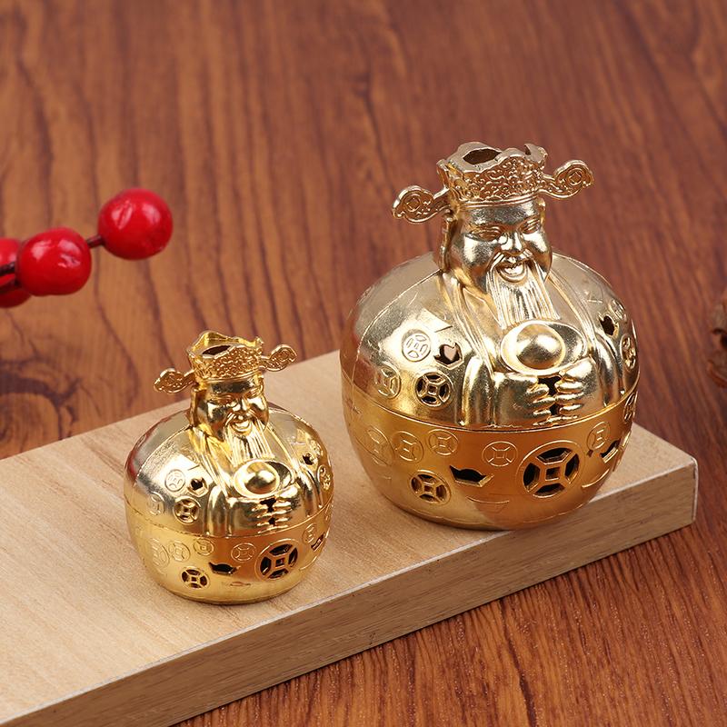 1Pc Alloy Wealth God Incense Burner With Exquisite Yuanbao Carvings Burner Without Incense Yoga Meditation Home Decoration
