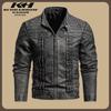 New men's leather jacket autumn and winter locomotive PU jacket, hot-selling in Europe and America, retro men's stand-up collar trendy brand men's c