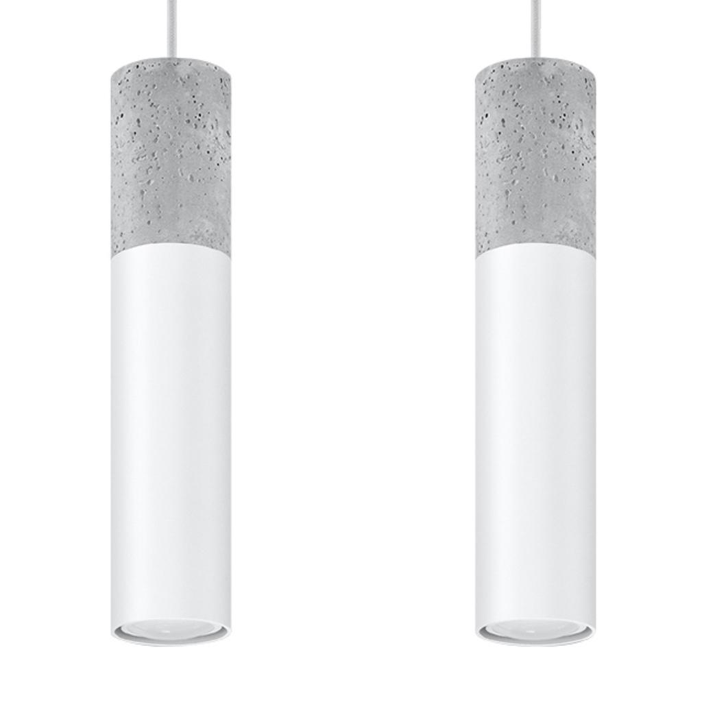 Lampa Wisząca Borigio 2 Gu10 Biały Beton Sollux Sl.0648