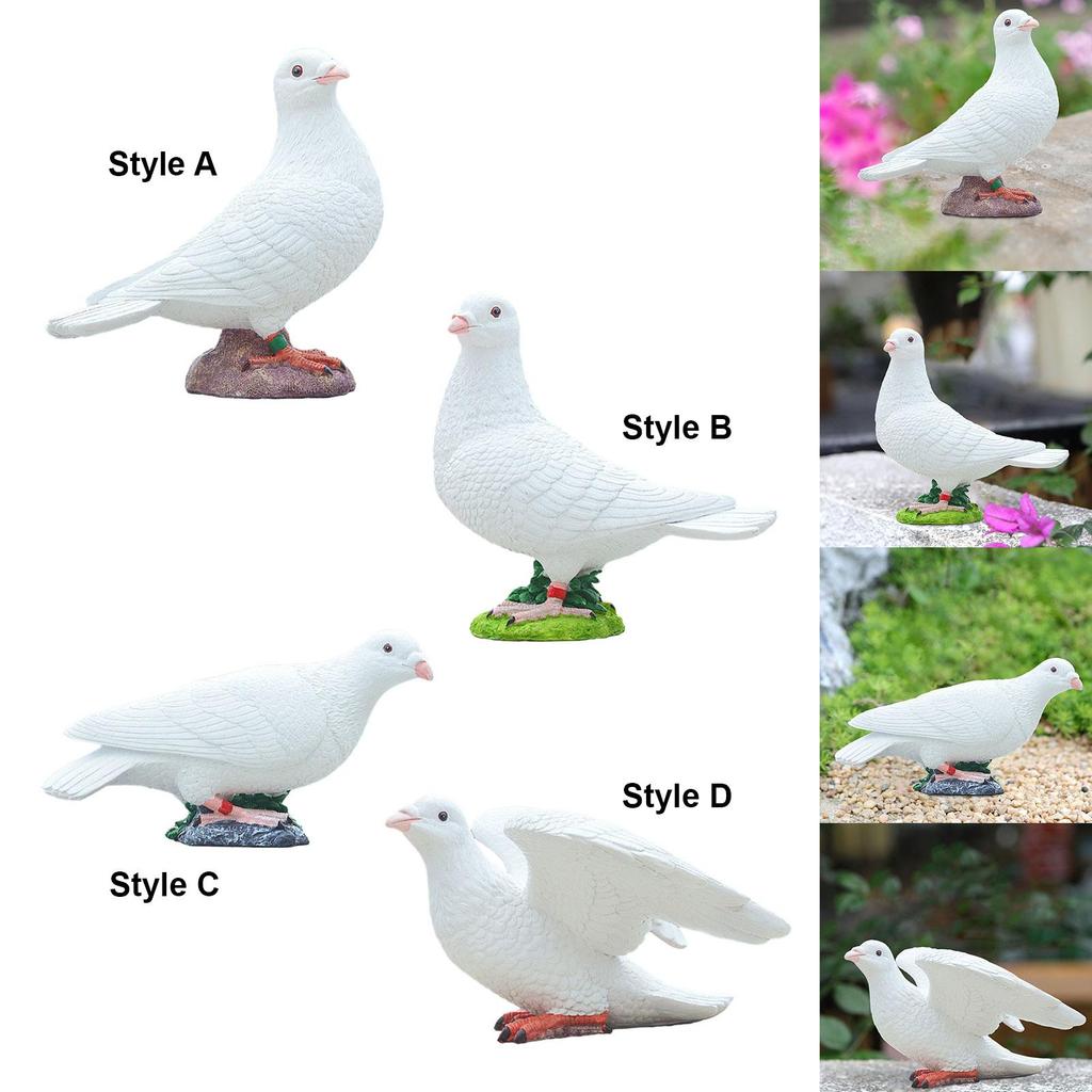 Artificial Pigeon Model Fake Birds Model, Collections Simulation Pigeon Statue White Pigeon Figurine for Yard Office Decor