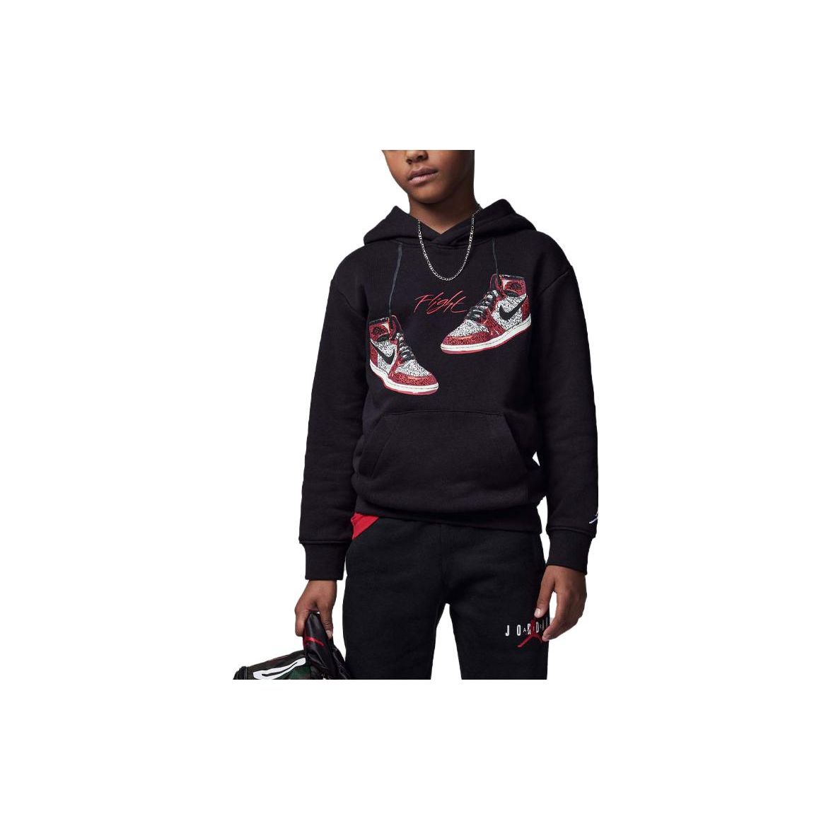 

Jordan Pattern Printed Hooded Pullover Sweatshirt Kids sweatshirt Black FJ3818-010 S