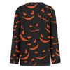 Women's Fashion Long Sleeve Top Crew Neck Halloween Print Split Hem Casual Shirt Lightweight Comfortable Fit