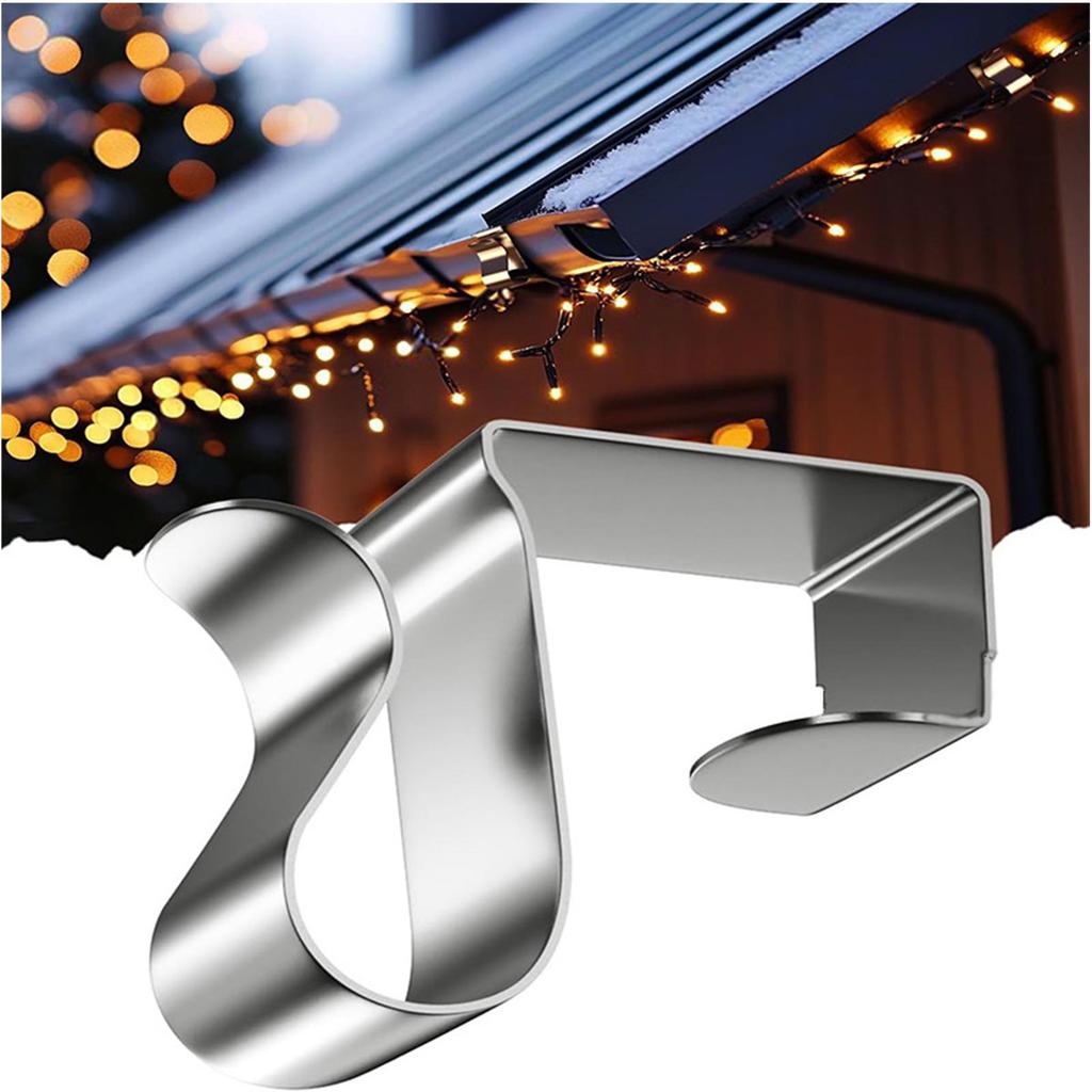 Gutter Hooks For Outdoor Lights 50Piece Heavy Duty Anti-Slip Fasteners Holiday Light Clips For Patio Wall Ceiling Picture Tree