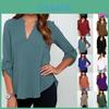 Stylish Women's Casual Long Sleeve V-neck T-shirt Pullover Tunic Blouse Options