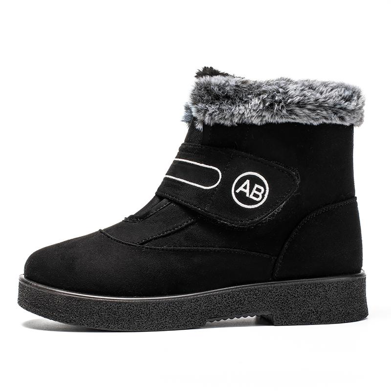 Winter Fur Warm Snow Boots Women 2024 Non-Slip Thicken Plush Ankle Boots Woman Plus Size 44 Flat Heel Warm Cotton-Padded Shoes