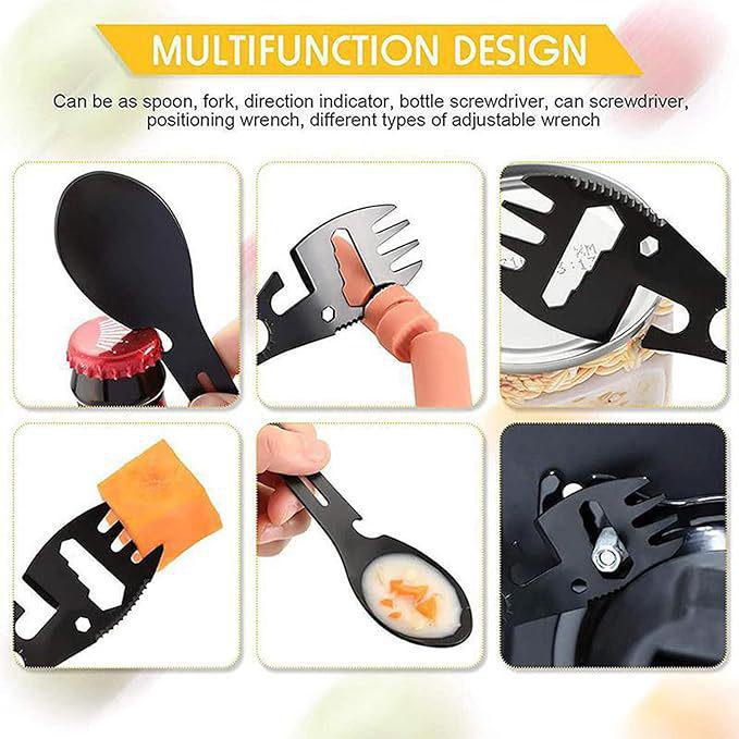 Cross-border 10-in-1 Multifunctional Camping Survival Tool: Fork, Spoon, Wrench, Bottle Opener