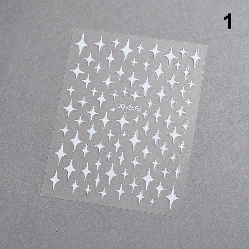1 Stück Weiß Schwarz Sterne Nagelaufkleber Irreguläre Pentagramm Abziehbilder Rosa Laser Glänzend Glitzer Sternenlicht Maniküre Ornamente Slider