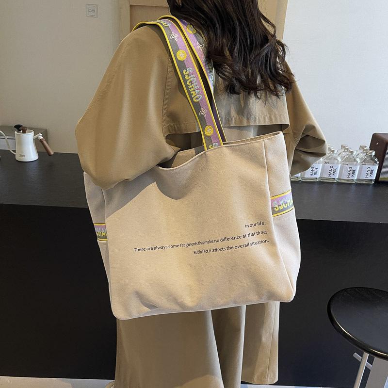 Summer New Canvas Bag Female Art Student Shoulder Tote Bag Large Capacity Book Portable Durable Women'S Bag