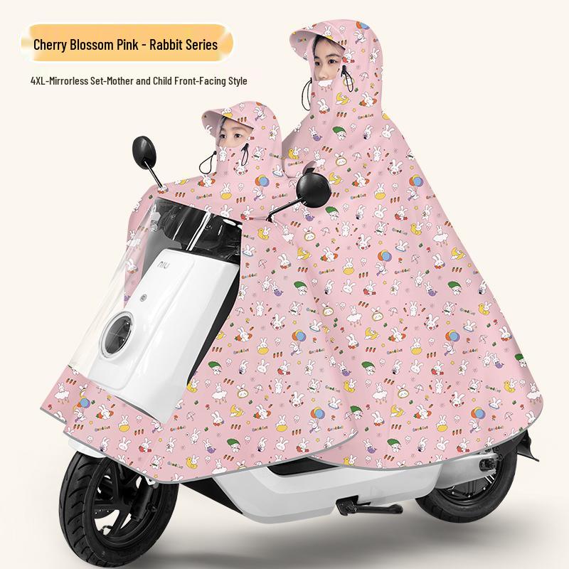 Parent-Child Raincoat for 2025: XL Front-Mounted Electric Scooter Double-Person Poncho