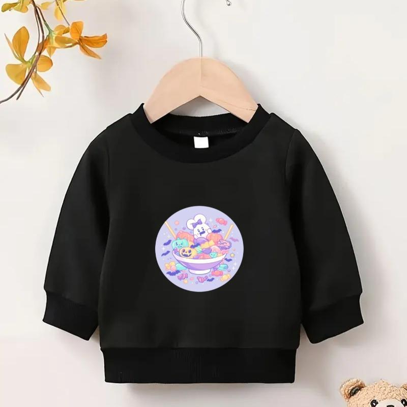 Kids Crewneck Long Sleeve Sweatshirt, Cute Halloween Print 110