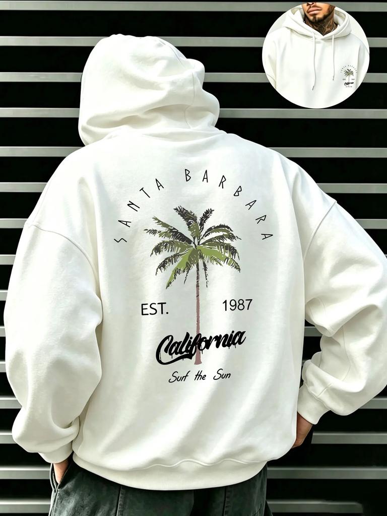 Men's California Santa Barbara Tropical Palm Tree Graphic Hoodies