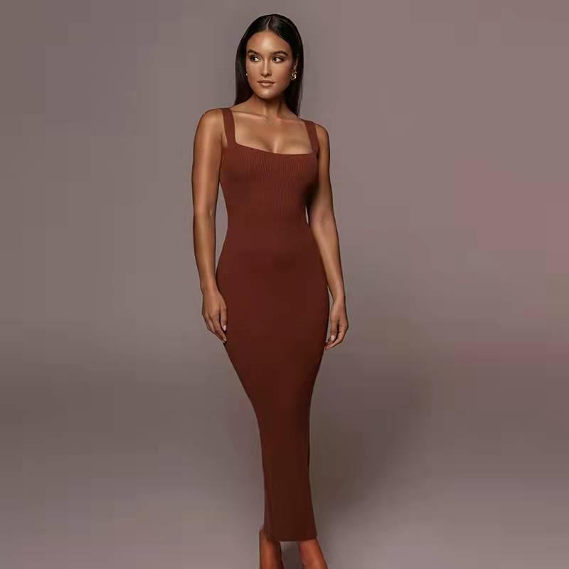 Europäisches & Amerikanisches Damen 2025 Herbst Casual Geripptes Tank Maxi Kleid