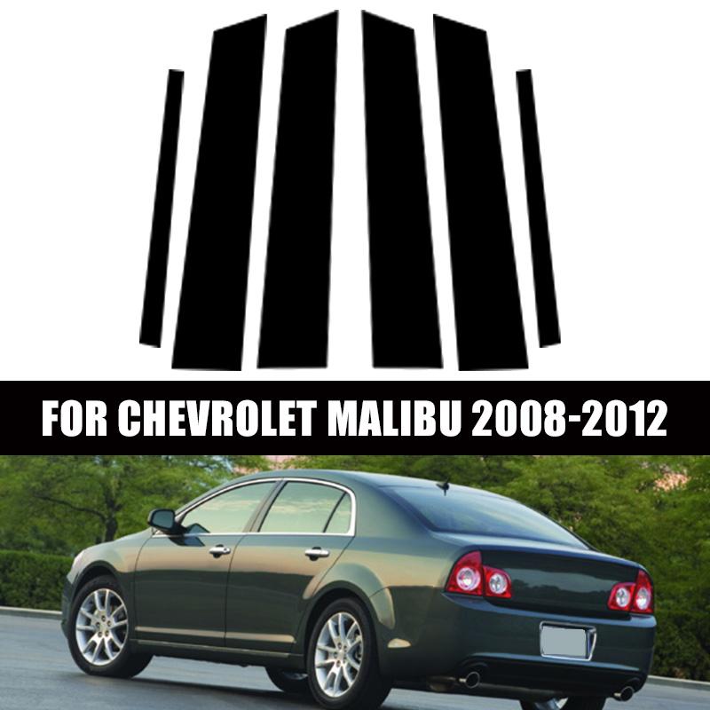 6 Pezzi Copertura Decorativa Montante B C Colonna Porta Finestrino Auto Nera Lucida Adesivi PC Accessori Adatti Per Chevrolet Malibu 2008-2012
