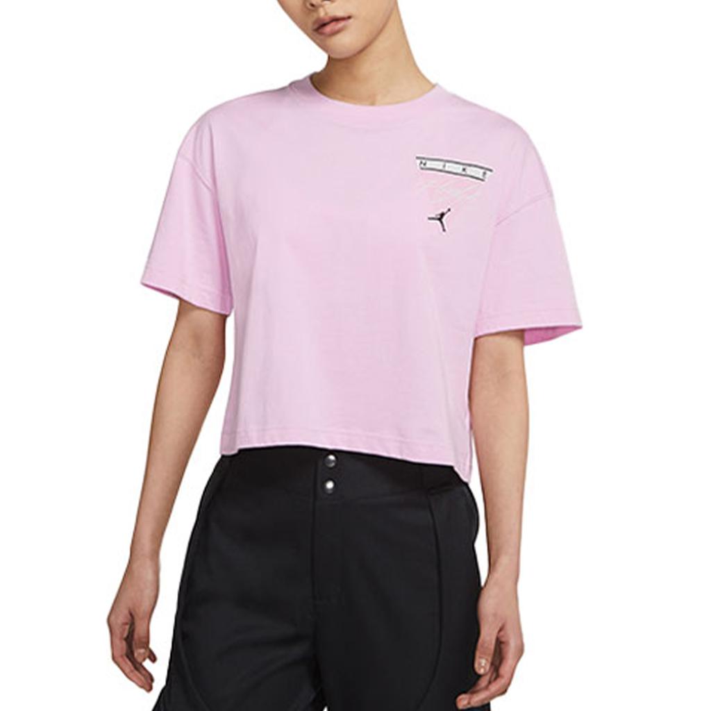 Jordan Essential Casual Sport Round Neck Short Sleeve T-Shirt Women Tops Pink DC2154-676