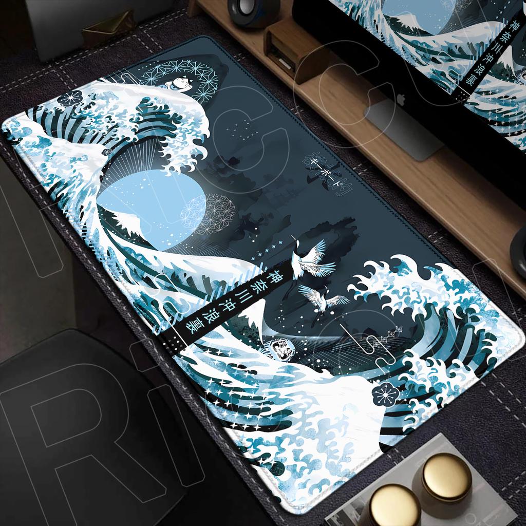 HD-Druck Neues Mauspad Japanische Große Welle vor Kanagawa Kunst-Mauspad XXL Spielmatte Büro Computer Rutschfest Große Mausmatte