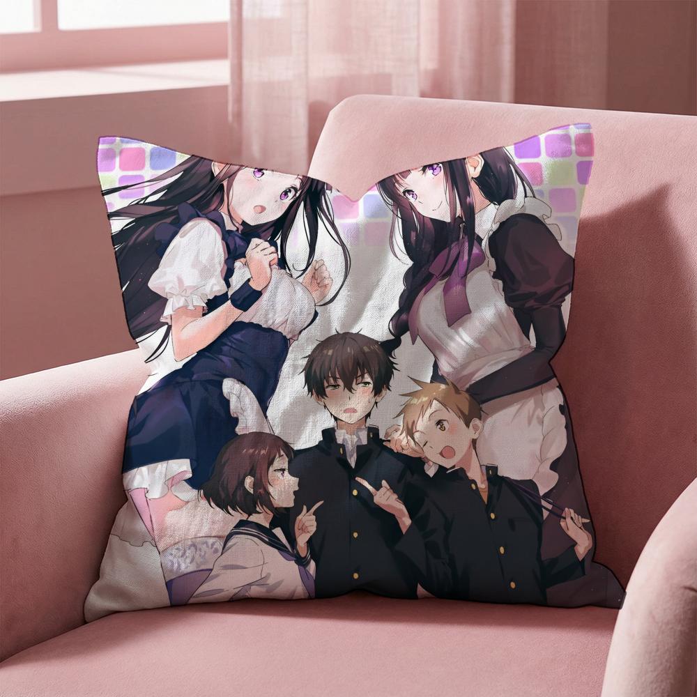 Anime H-HyoukaS Cushion Cover Multi-Scene Pillow Cover for Home & Car - Reversible, Soft & Durable for Daily Use