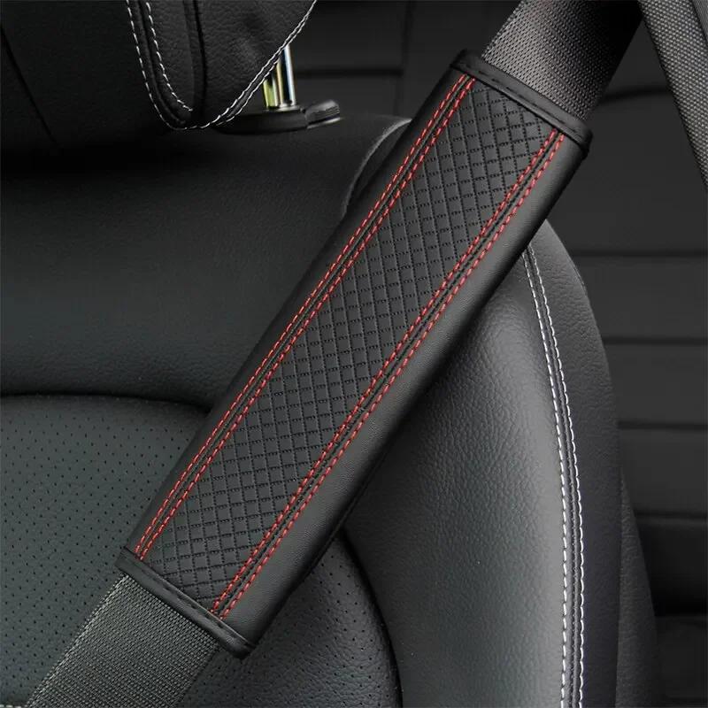 Car Seat Belt Cover Shoulder Pad Leather Seat Belt Crown Crystal Rhinestones Seat Safety Belt Case For Car Shoulder Strap Pad