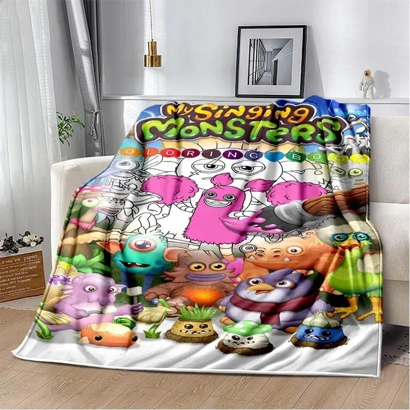 My Singing Monsters videospill tegneserie Mykt plysjteppe,flanellteppe Dyneteppe for stue soverom Sengsofa Piknik