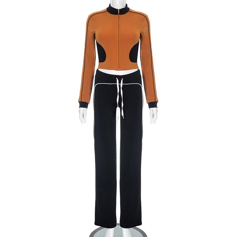 European Style Slimming Sportswear Set: Stand Collar Slim Fit Top & Shorts 2025